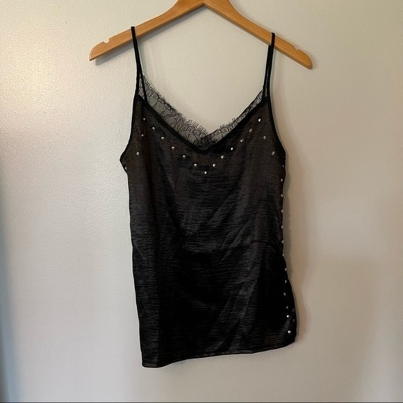 Zara | black lace studded camisole tank top - Picture 2 of 6